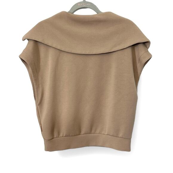 Varley Dexter Half Zip Sweat Top Taupe Neutral Athleisure Cape Collar Medium - Picture 6 of 16